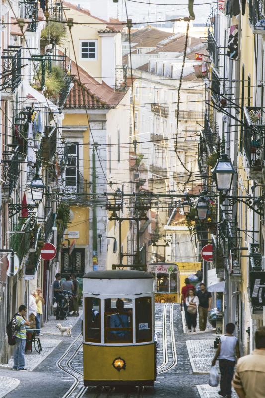 Plagát krajiny fotomurál lisabonského električky - Tenstickers