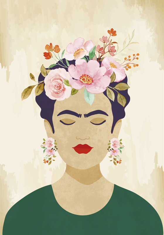 Plagát flores žena s kvetmi - Tenstickers