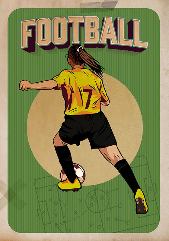 Futbalový plagát retro ženského futbalu - Tenstickers