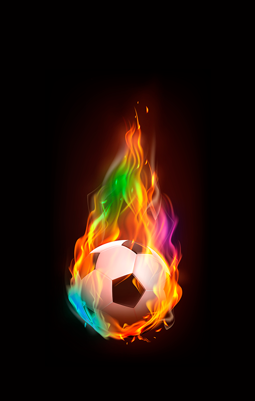 Futbalový plagát multicolor ohnivá guľa - Tenstickers