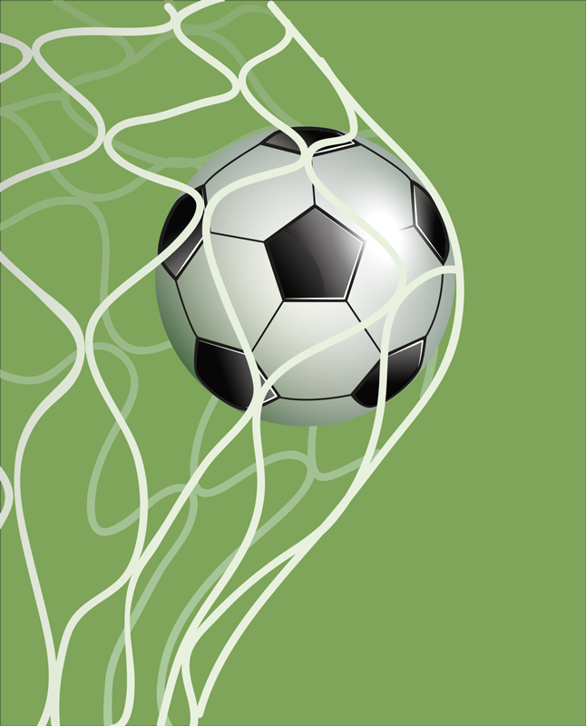 Futbalový plagát s pohybujúcou sa loptou v bráne - Tenstickers