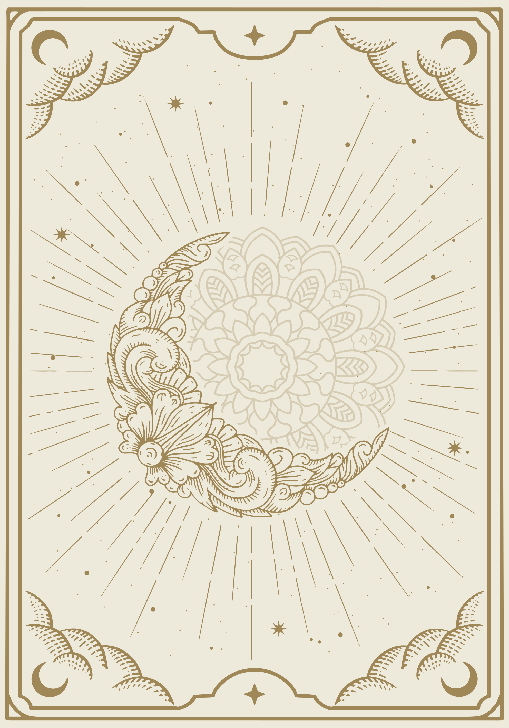 Zenový plagát mesačná mandala - Tenstickers