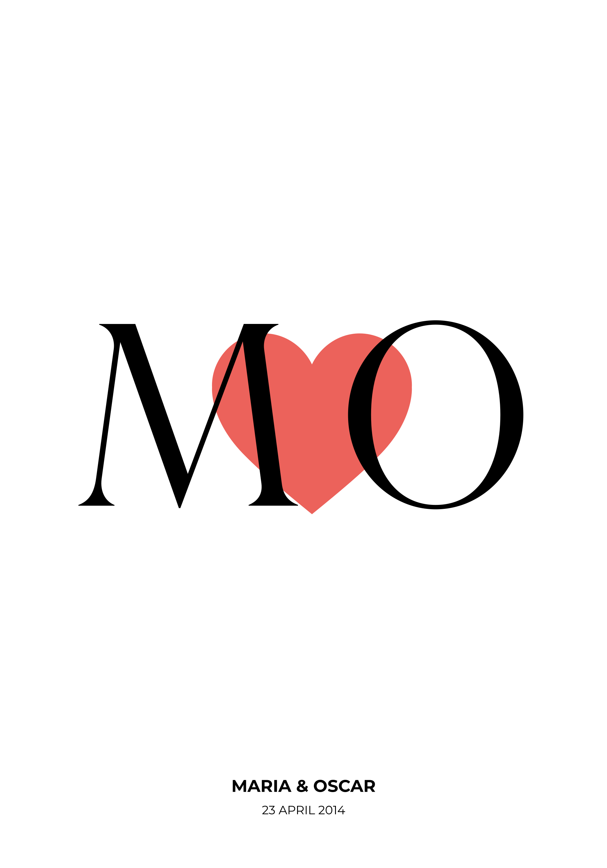 Iniciály vlastná láska prispôsobiteľný plagát - Tenstickers