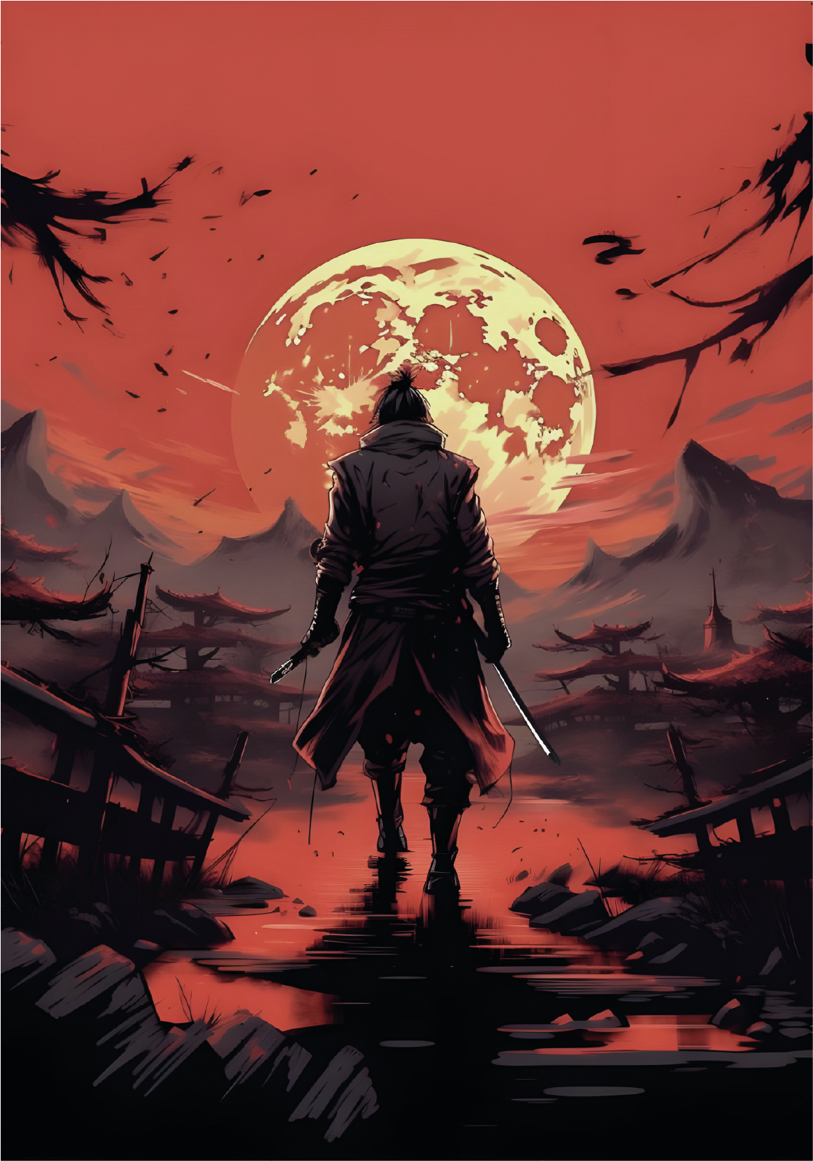 Plagát pre mladých anime silueta bojovníka - Tenstickers