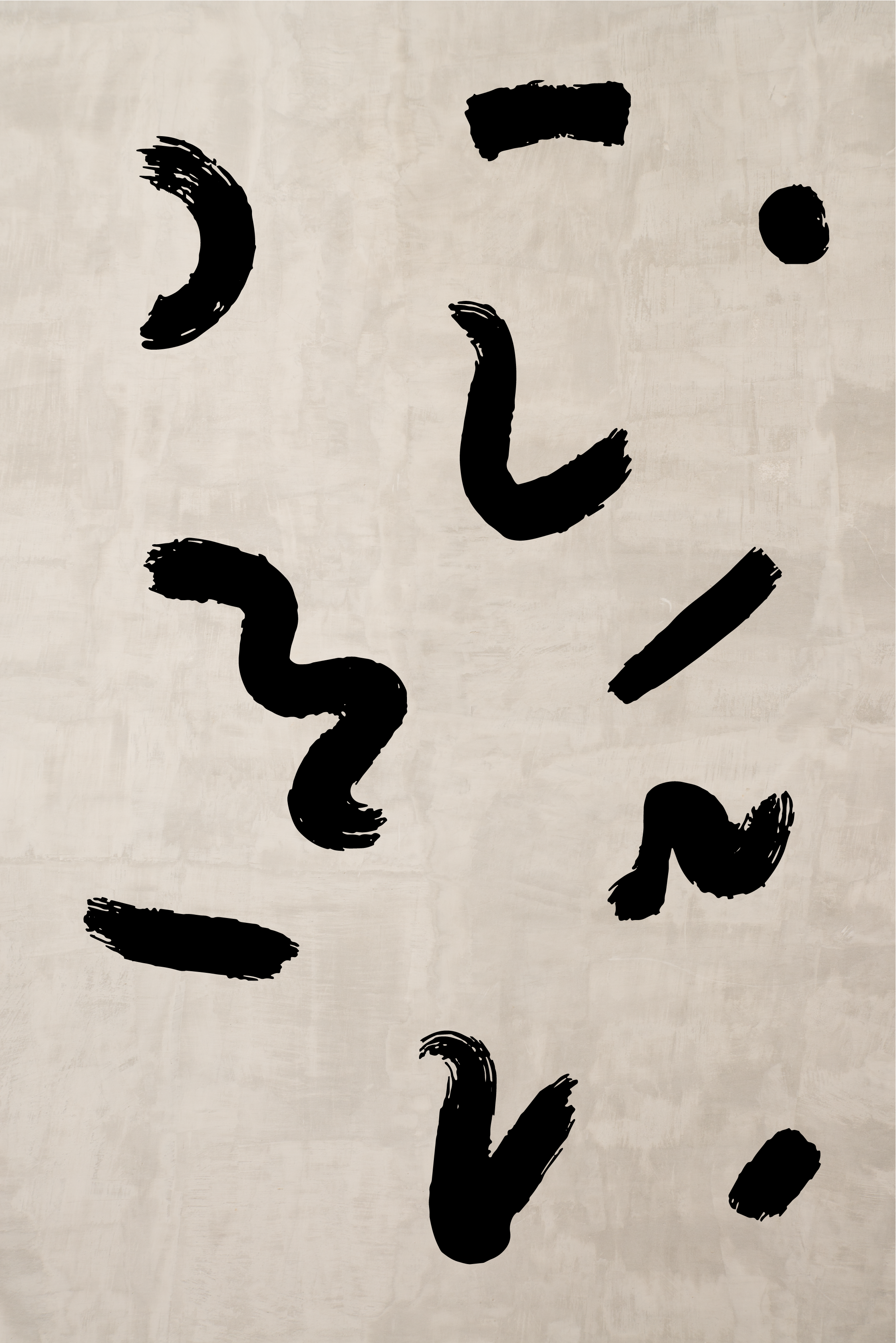 škandinávsky plagát tvary štetcov v čiernej farbe - Tenstickers