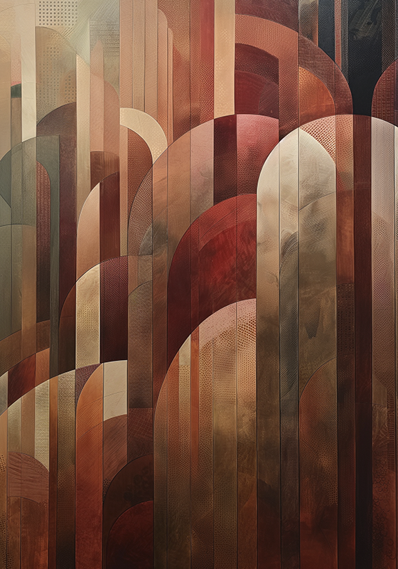 Plagát art deco červené tvary - Tenstickers