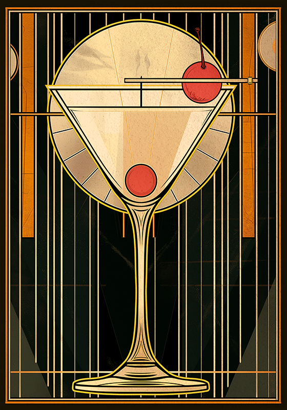 Plagát art deco suché martini - Tenstickers