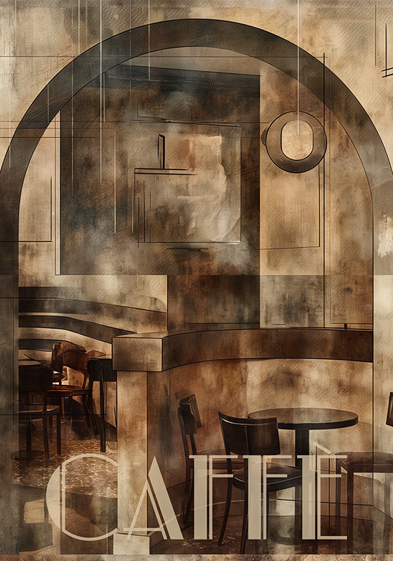 Plagát art deco kaviareň - Tenstickers