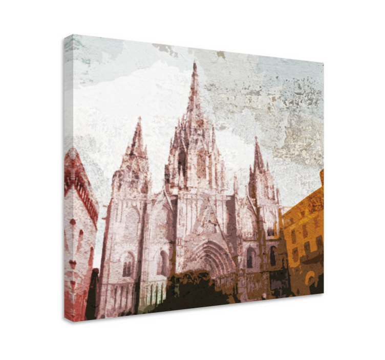 Personas catedral barcelona ľudia plátno tlač - Tenstickers
