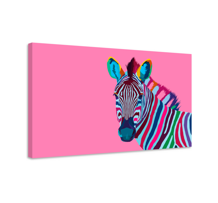 Dúha zebra plátno tlač - Tenstickers