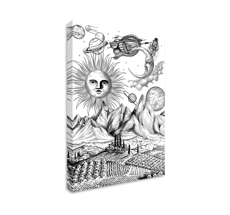 abstraktný obraz slnko a planéty - Tenstickers