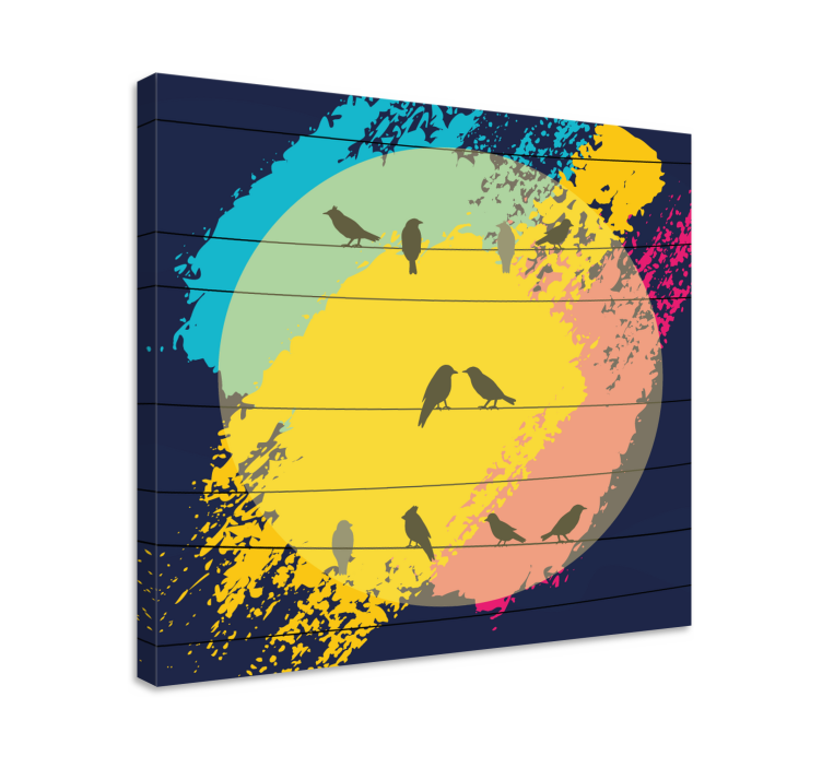 obraz na stenu vtáky retro kruhové siluety - Tenstickers