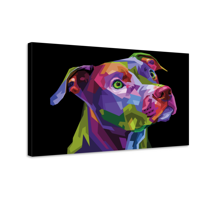 Multicolor modern pitbull dog canvas prints - Tenstickers