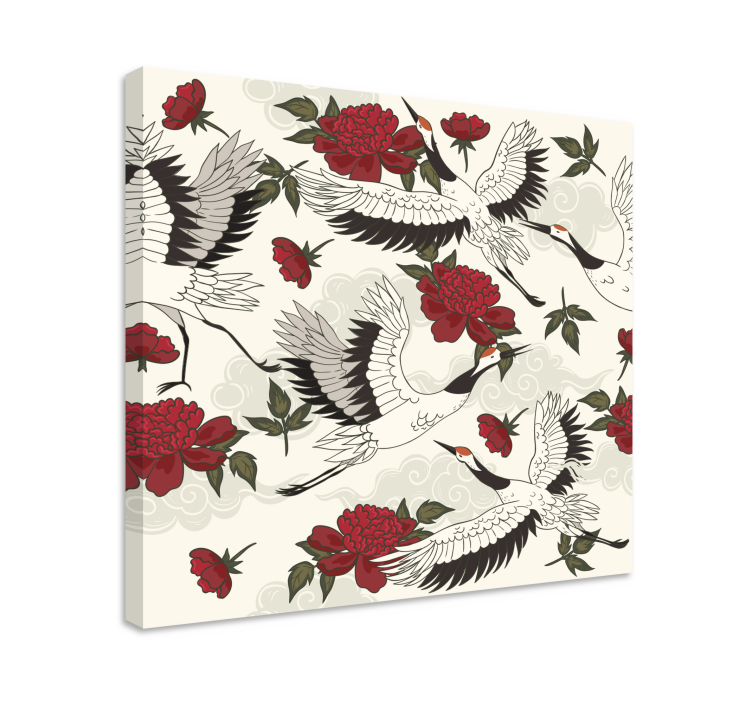 Mandala obraz Žeriavy a kvety - Tenstickers