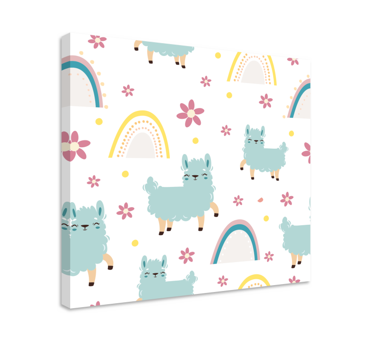Obraz zvierat llama a kvetinová výzdoba - Tenstickers