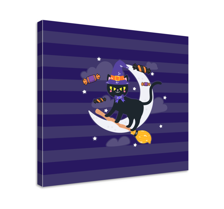 Obraz mačky čarodejnice s čiernou mačkou - Tenstickers