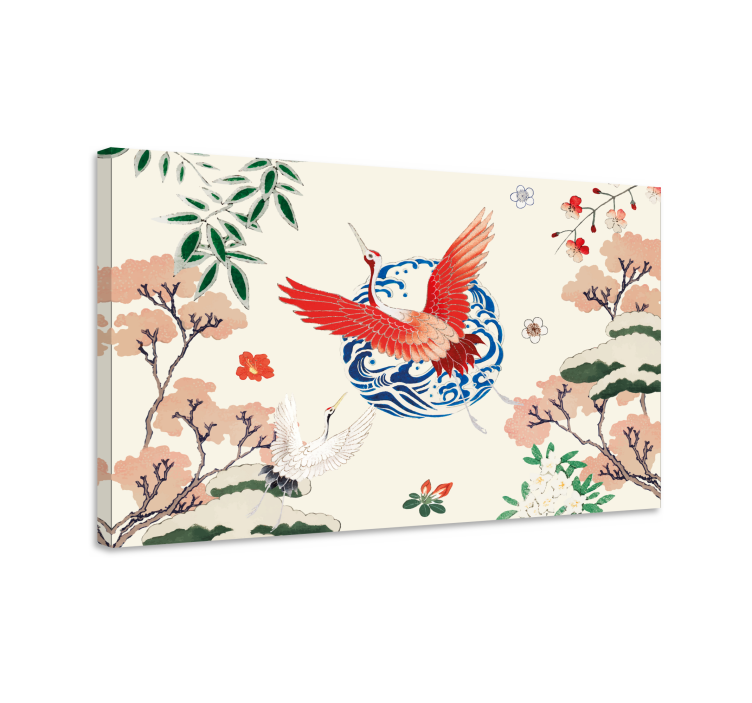 Chinoiserie červené retro obrazy na stenu - Tenstickers