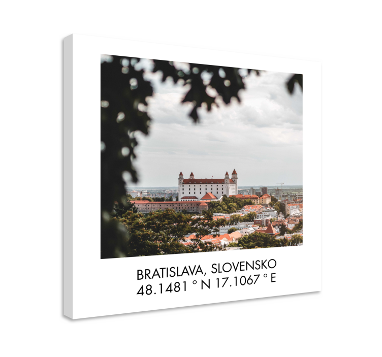 Obraz Bratislava so súradnicami. - Tenstickers