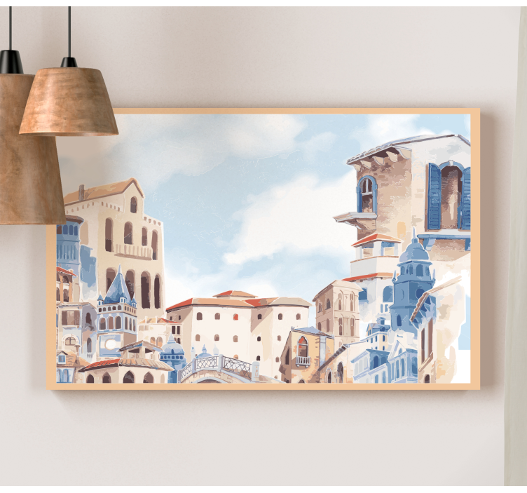 Akvarelové mesto kreslenie škôlky obrazy na stenu - Tenstickers