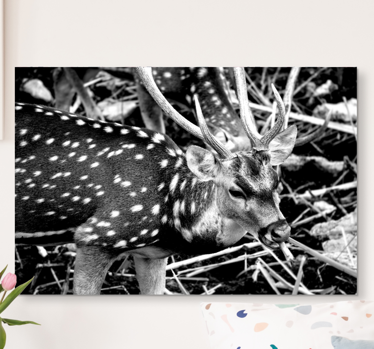 čierny jeleň biele bodky jeleň plátno - Tenstickers