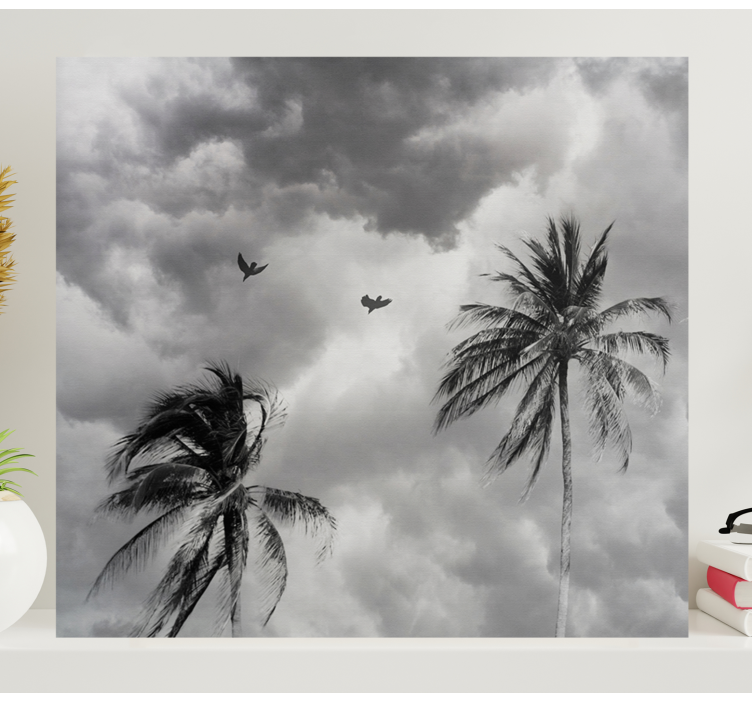 čiernobiele palmové obrazy na stenu do obývacej izby - Tenstickers