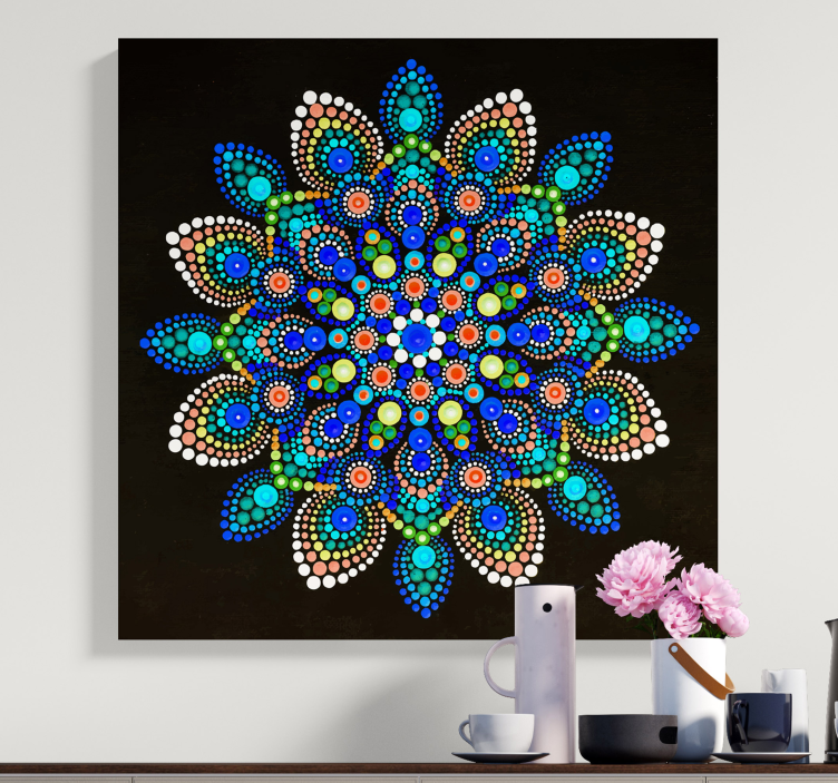 Mandala farebné bodky mandala plátno umenie - Tenstickers