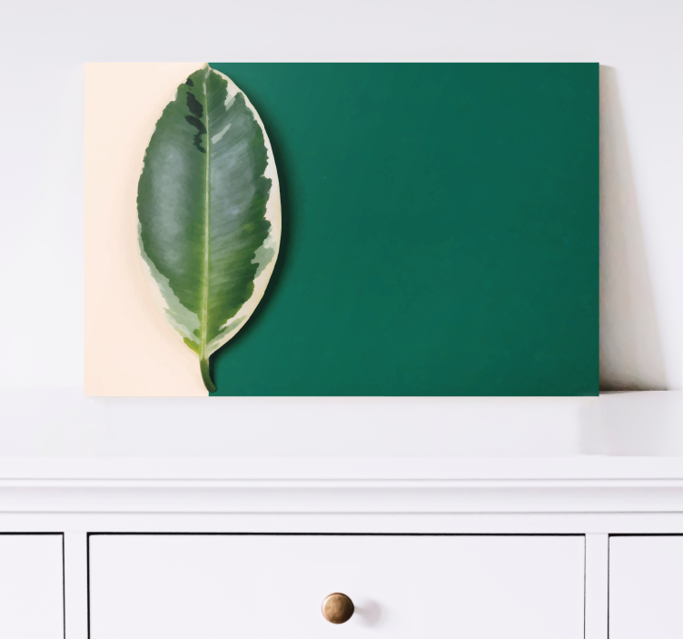 Zelený obraz na stenu s listom - Tenstickers
