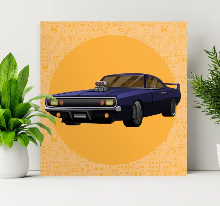 Muscle running car cartoon modern canvas - Tenstickers