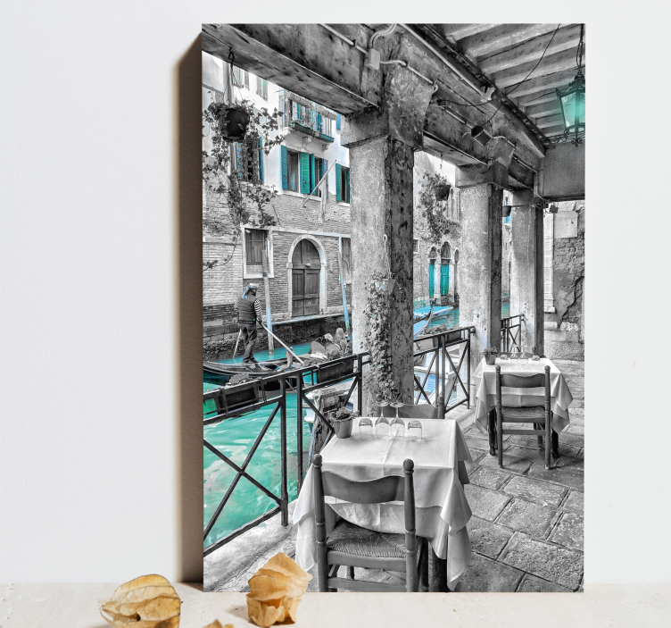 Muž na koni na lodi benátky mesto - Tenstickers