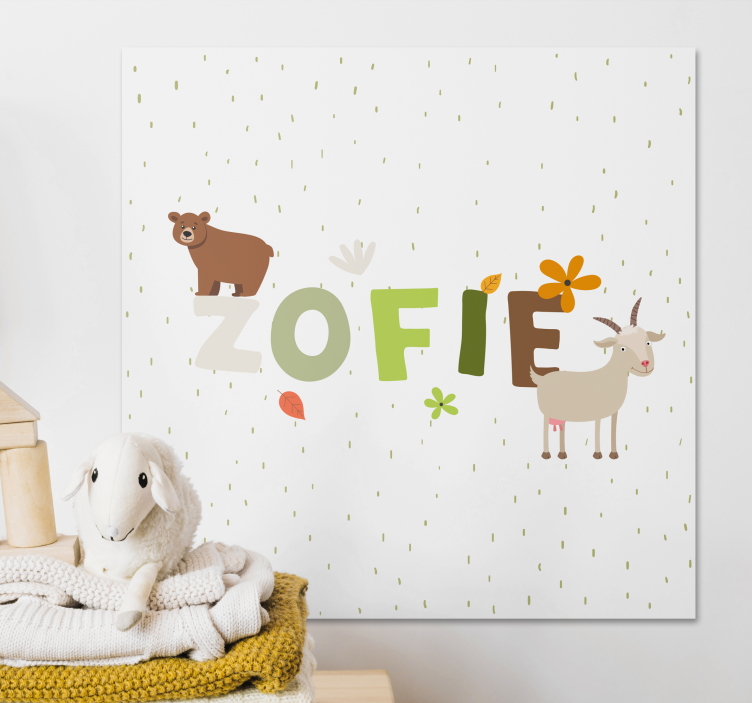 Obraz s menom a zvieratkami - Tenstickers