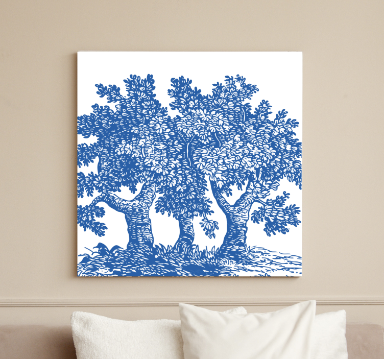 Modrá magický strom nástenné umelecké plátno - Tenstickers