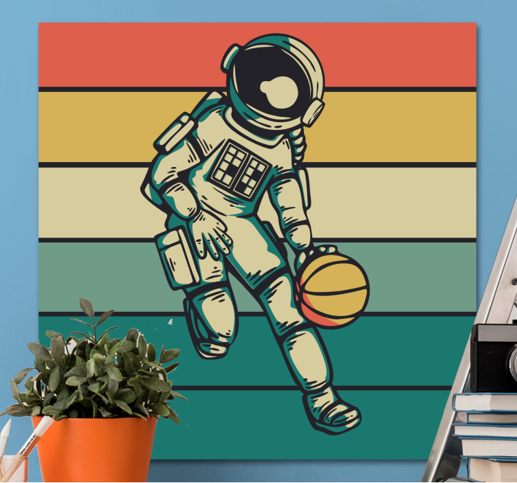 Obraz na stenu šport kozmonaut hrajúci basketbal - Tenstickers