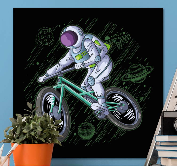 Obraz na stenu videohry astronaut na bicykli - Tenstickers
