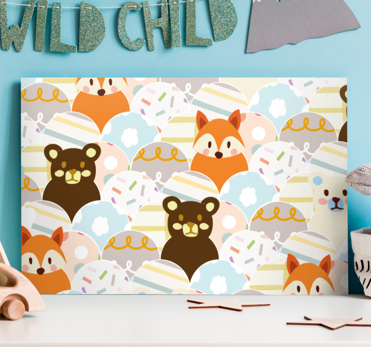 Obraz na stenu znaky roztomilé zvieracie tváre - Tenstickers