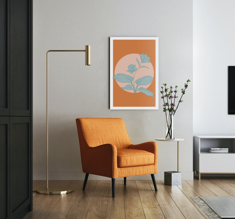 obraz na stenu rastliny oranžová štylizovaná ilustrácia - Tenstickers