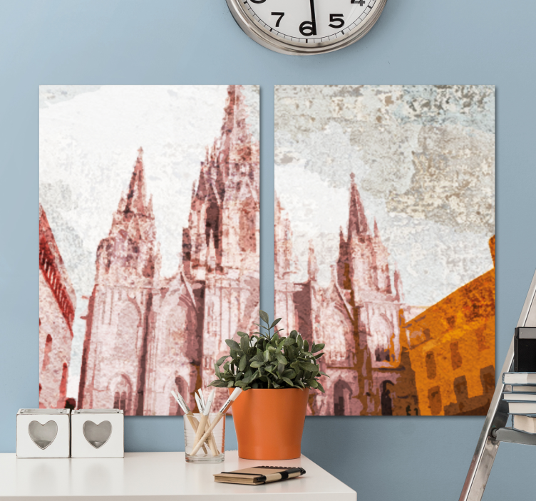 Personas catedral barcelona ľudia plátno tlač - Tenstickers