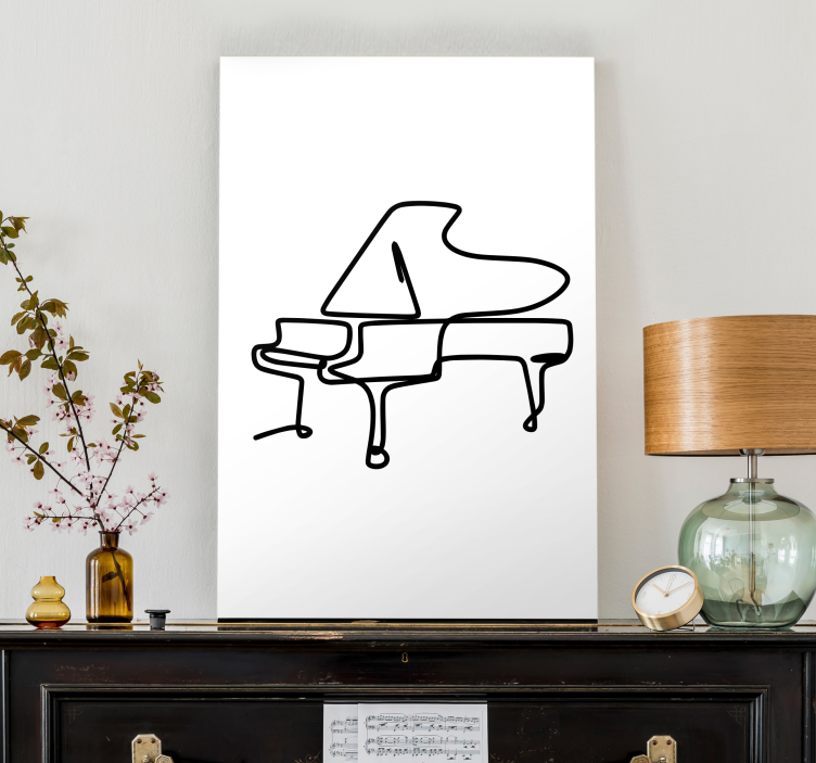 Piano line art roztomilý dizajn hudobné obrazy na stenu - Tenstickers