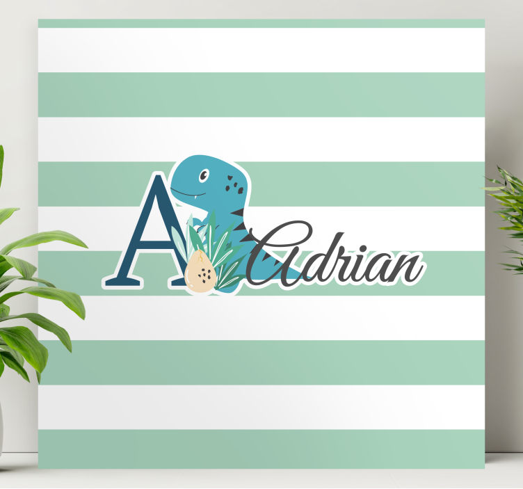 Pruhovaný obraz s dinosaurom a menom - Tenstickers