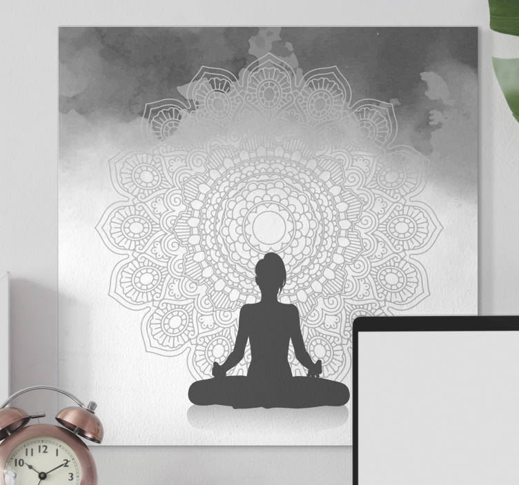 Silueta meditácia mandala plátno umenie - Tenstickers