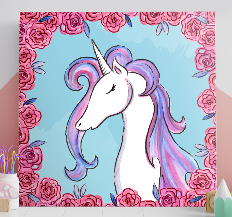 Lilac tone unicorn wall print - Tenstickers