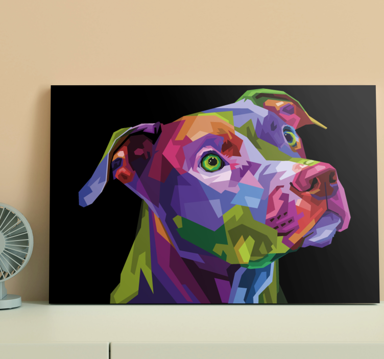 Multicolor modern pitbull dog canvas prints - Tenstickers