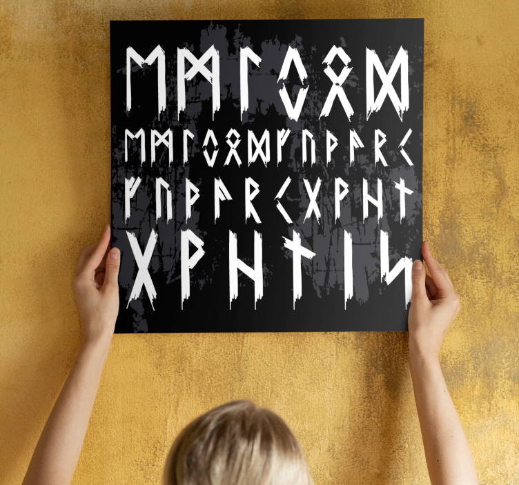 Vikingská abeceda vintage severské obrazy na plátne - Tenstickers