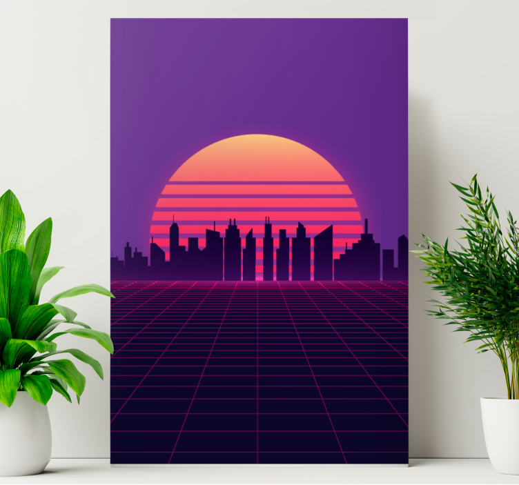 Retro obrazy na stenu v štýle vaporwave sunset 80s - Tenstickers