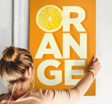 Plátky oranžového textu ovocie plátno umenie - Tenstickers