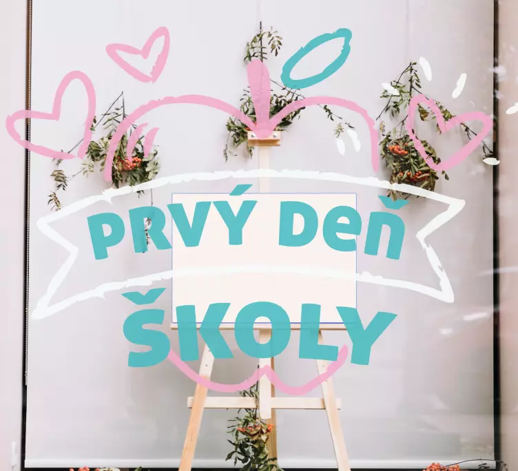 1. školský deň a nálepka na výklad obchodov s jablkami - Tenstickers