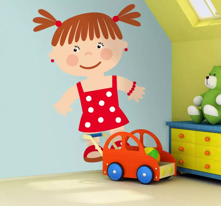 Nálepky pre deti dievčatko v červenej farbe - Tenstickers