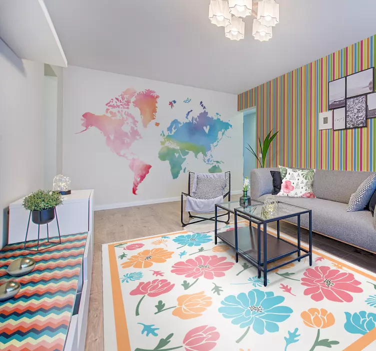 Viacfarebná zig zag dizajnová nálepka na nábytok - Tenstickers