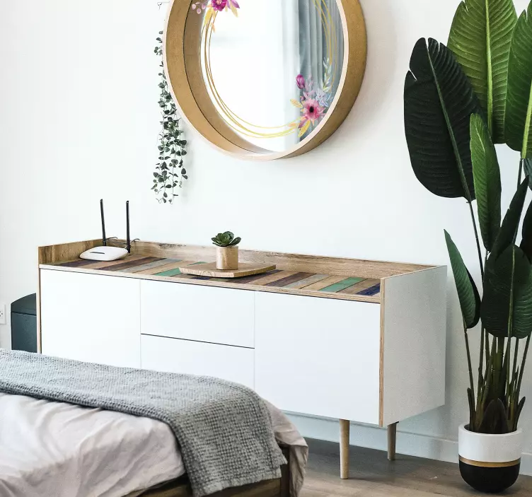 Nálepka s modrým letným dreveným nábytkom - Tenstickers