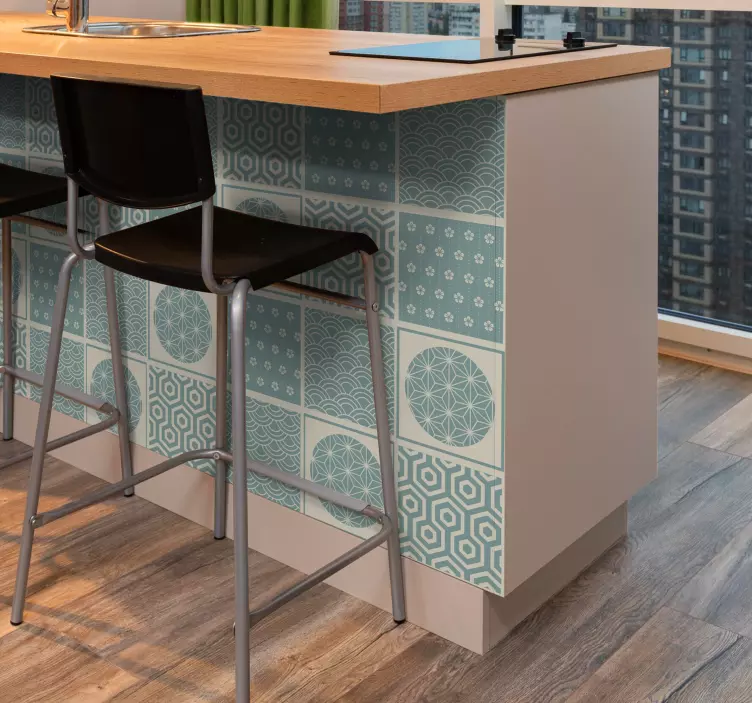 Nálepka na dlaždice zelené japandi - Tenstickers