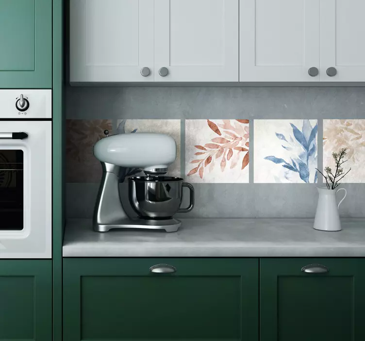 Nálepka na dlaždice kvetinový akvarelový vzor - Tenstickers